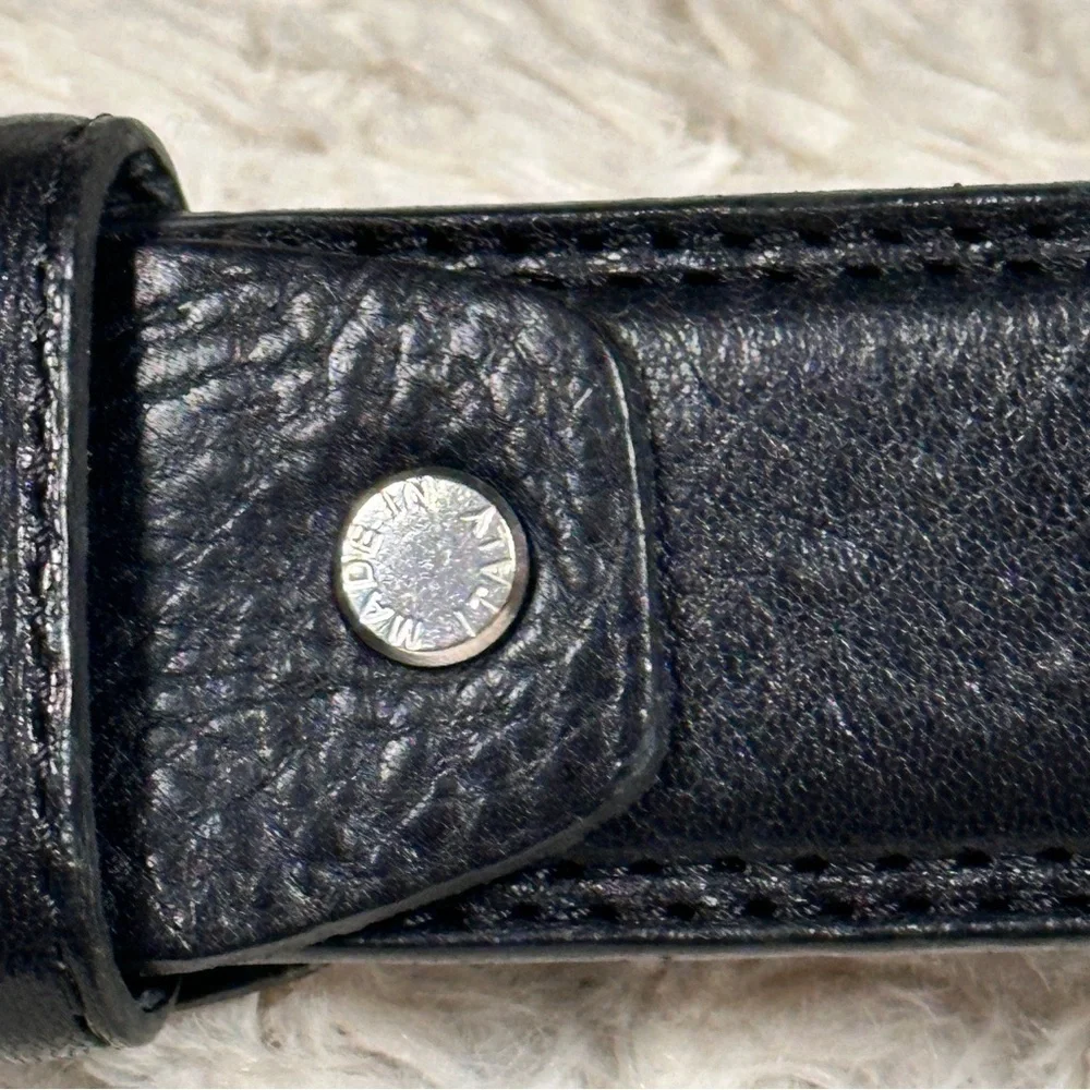 Gennaro Di Palma  Made in Italy Men's Belt Genuine Leather BLack , Silver 40